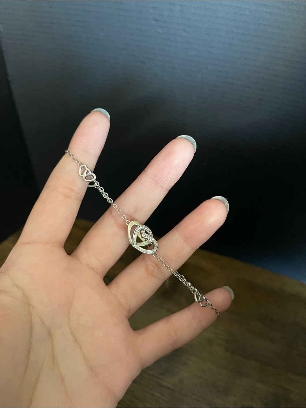 Sterling Silver Interlocked Heart Chain 8 Inch 1 Inch Extension Bracelet